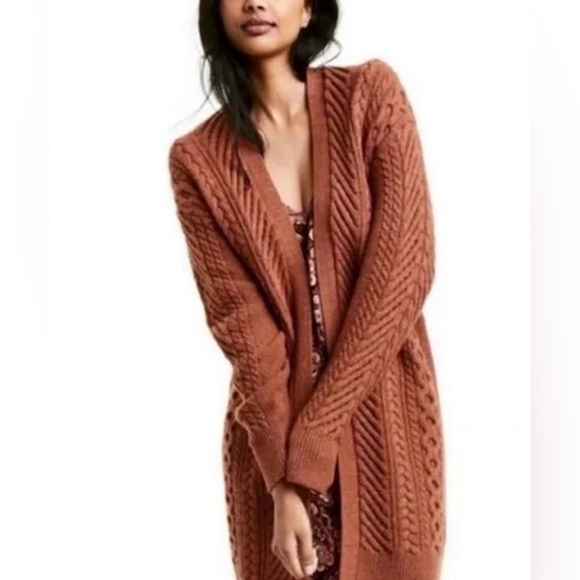 Nili Lotan x Target Open Front Cable Knit Cardigan Rusty Orange, Small - Picture 1 of 14
